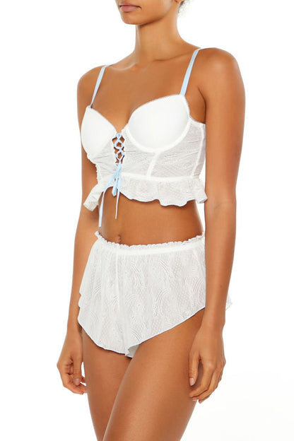 Ruffle Lace-Up Lingerie Corset Cami