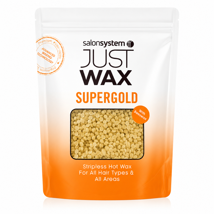 Salon System Just Wax Supergold Stripless Hot Wax 700g with beeswax for professional hair removal on all hair types and all body areas
