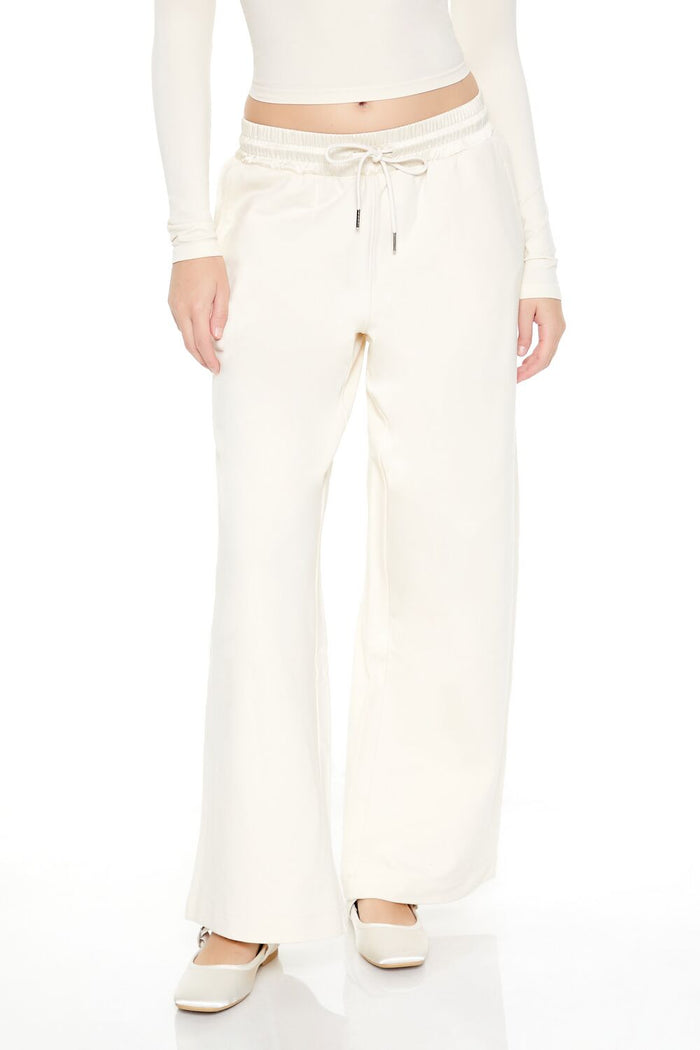 Satin Mid-Rise Wide-Leg Pants