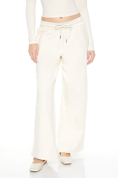 Satin Mid-Rise Wide-Leg Pants