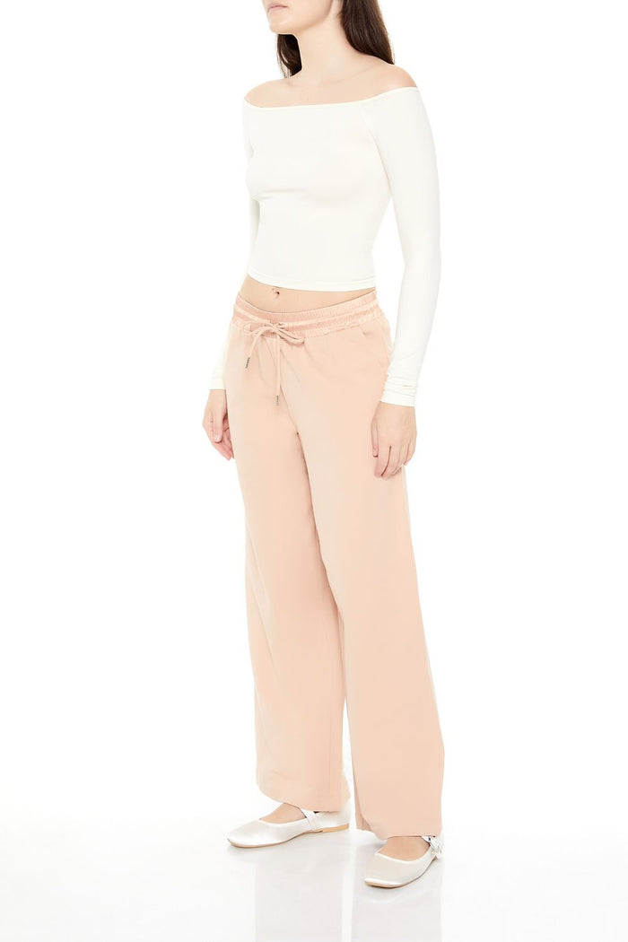 Satin Mid-Rise Wide-Leg Pants
