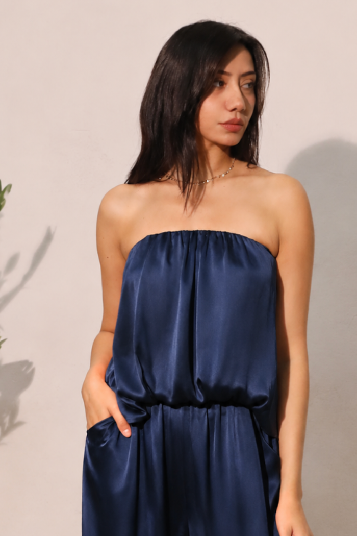 Satin Strapless Bubble Top