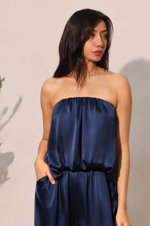 Satin Strapless Bubble Top
