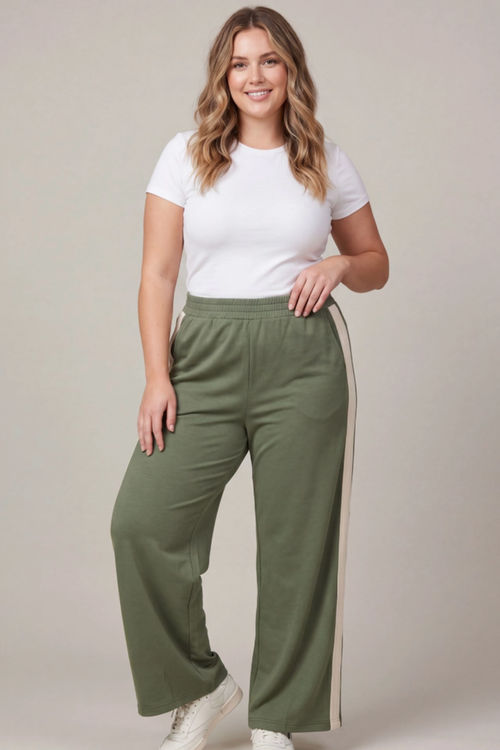 Scuba Knit Long Pants w/ Contrast Side
