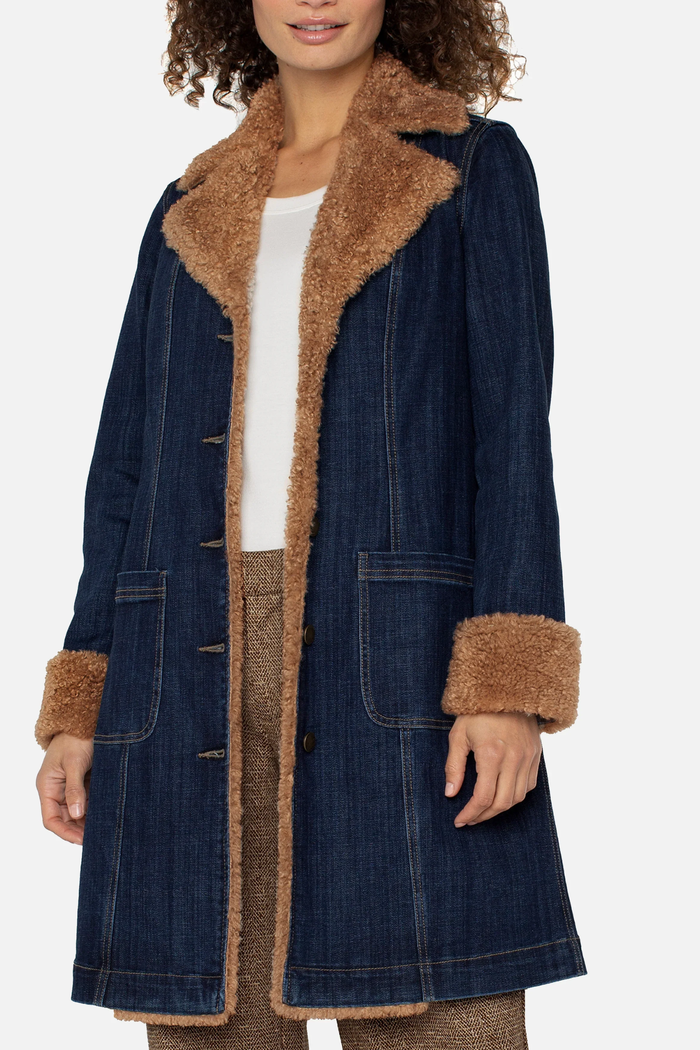 Sherpa Trimmed Notch Collar Jacket