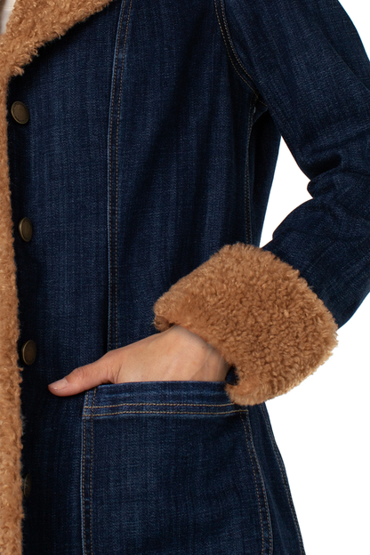 Sherpa Trimmed Notch Collar Jacket