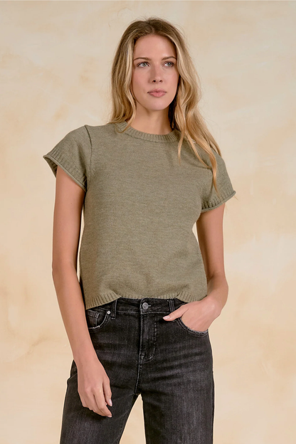 Short Sleeve Crew Neck Sweater