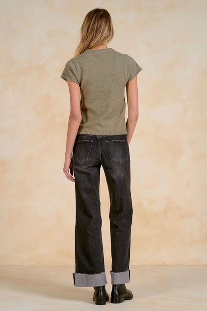 Short Sleeve Crew Neck Sweater