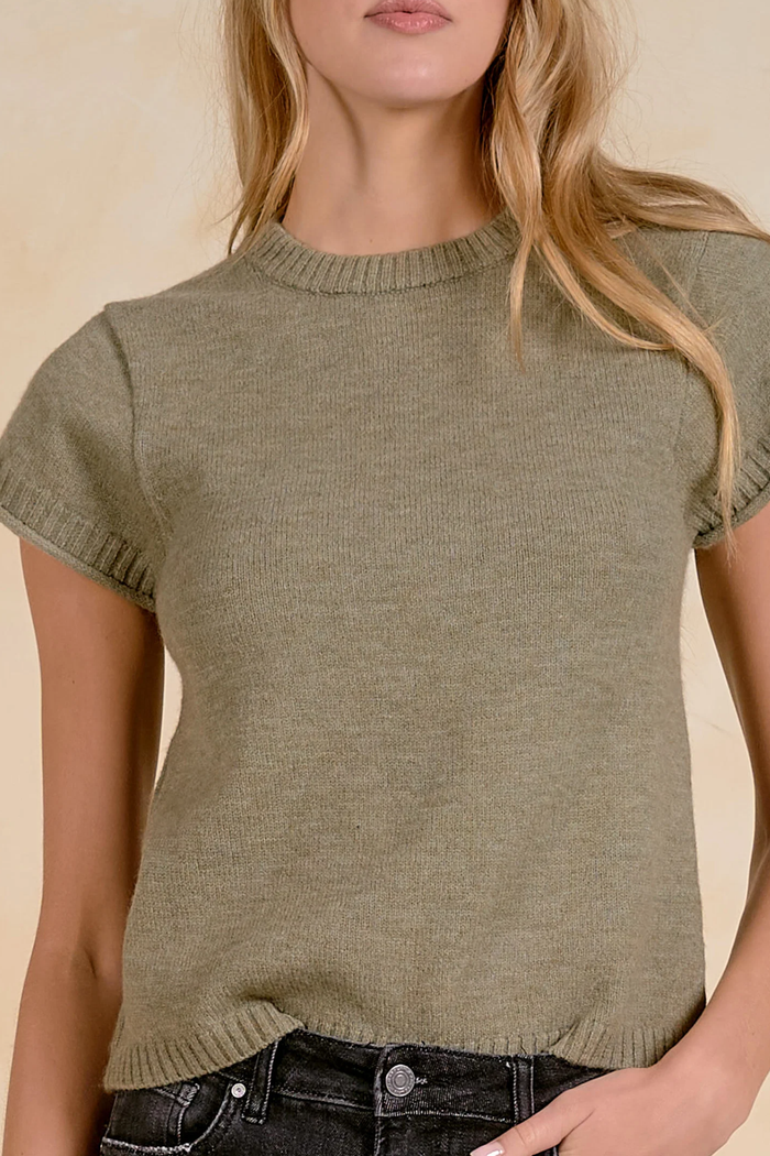 Short Sleeve Crew Neck Sweater