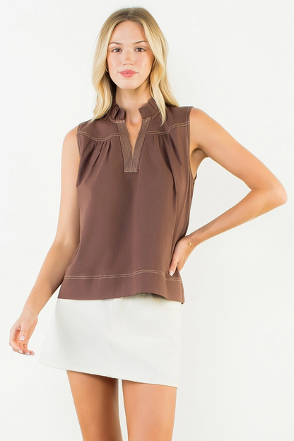 Short Sleeve Top With Stiching Details