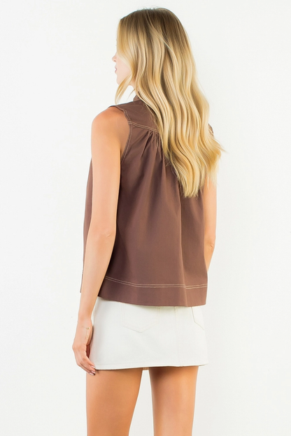 Short Sleeve Top With Stiching Details