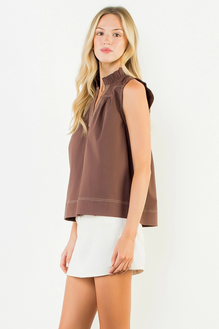 Short Sleeve Top With Stiching Details