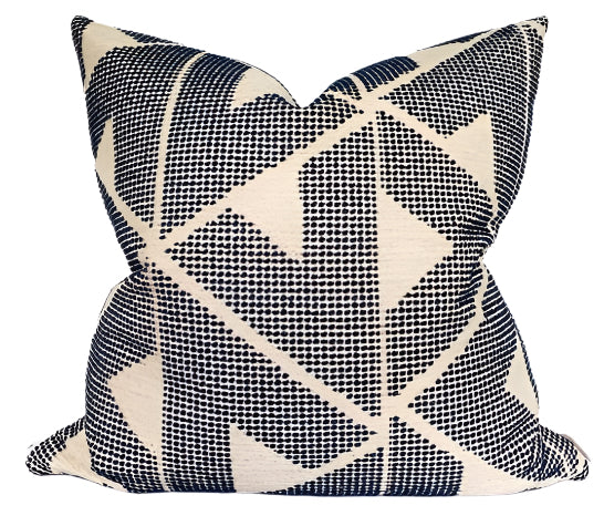 Sierra Pillow Cover in Indigo Blue, Schumacher Textiled