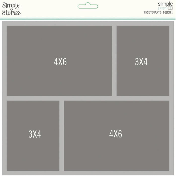 Simple Stories - Simple Pages Page Template - Design 1. Includes (1) 2-3"X4" & 2-4"X6". Simple Pages Page Templates will be your new go-to tool for quick and easy scrapbooking. This reusable plastic template helps you design a layout in minutes. Available at Embellish Away located in Bowmanville Ontario Canada.