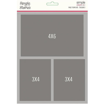 Simple Stories - Simple Pages Page Template - Design 2. Includes (1) 2-3"X4" & 1-4"X6". Simple Pages Page Templates will be your new go-to tool for quick and easy scrapbooking. This reusable plastic template helps you design a layout in minutes. Available at Embellish Away located in Bowmanville Ontario Canada.