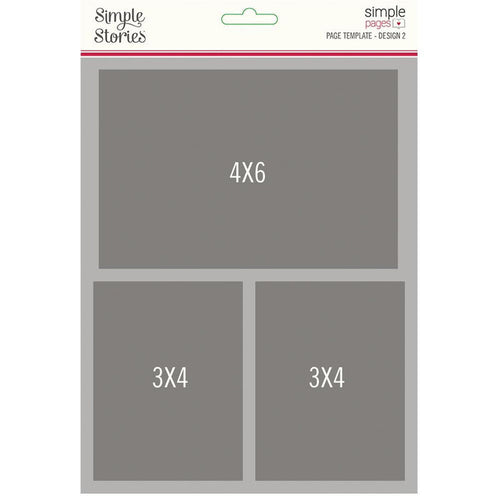 Simple Stories - Simple Pages Page Template - Design 2. Includes (1) 2-3"X4" & 1-4"X6". Simple Pages Page Templates will be your new go-to tool for quick and easy scrapbooking. This reusable plastic template helps you design a layout in minutes. Available at Embellish Away located in Bowmanville Ontario Canada.