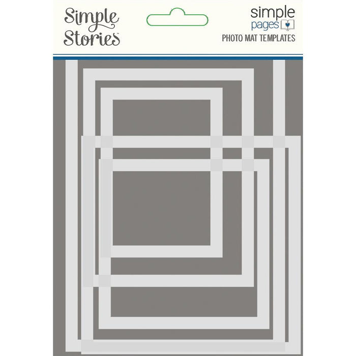 Simple Stories - Simple Pages Photo Mat Templates 5/Pkg.  this package includes various sizes: 2"X3", 3"X3", 3"X4", 4"X4" & 4"X6". Simple Pages Page Templates will be your new go-to tool for quick and easy scrapbooking. These reusable plastic templates help you design a layout in minutes. Available at Embellish Away located in Bowmanville Ontario Canada.