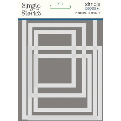 Simple Stories - Simple Pages Photo Mat Templates 5/Pkg.  this package includes various sizes: 2"X3", 3"X3", 3"X4", 4"X4" & 4"X6". Simple Pages Page Templates will be your new go-to tool for quick and easy scrapbooking. These reusable plastic templates help you design a layout in minutes. Available at Embellish Away located in Bowmanville Ontario Canada.