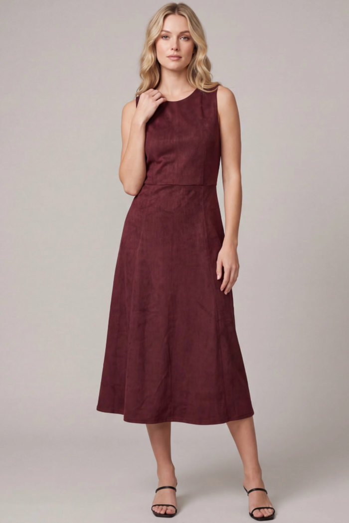 Sleeveless Suede Midi Dress