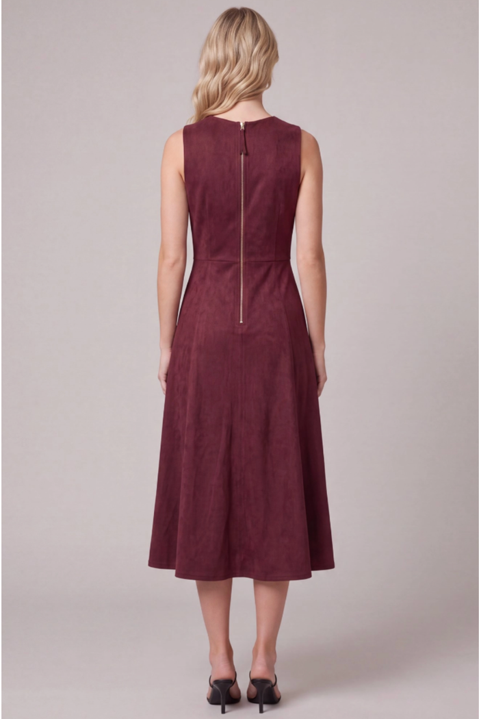 Sleeveless Suede Midi Dress