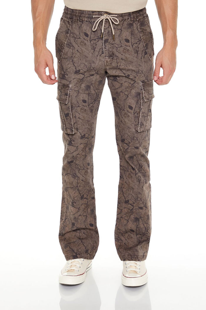 Slim-Fit Leaf Print Cargo Pants