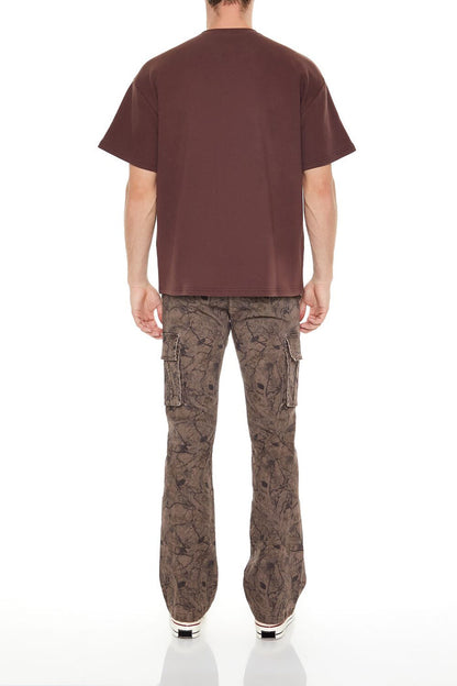 Slim-Fit Leaf Print Cargo Pants