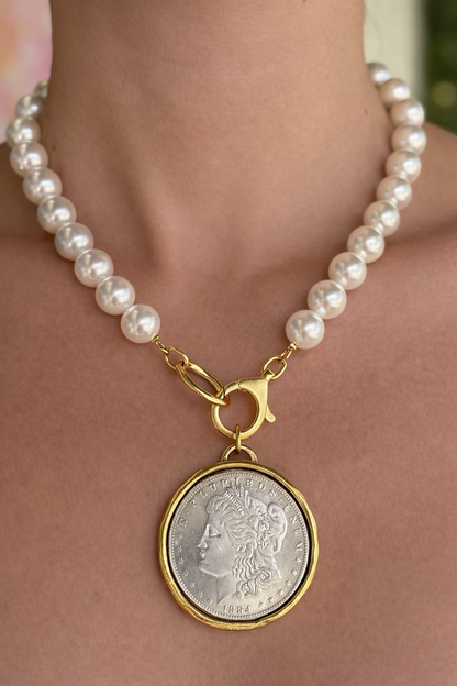 Sophia Pearl and Coin Necklace