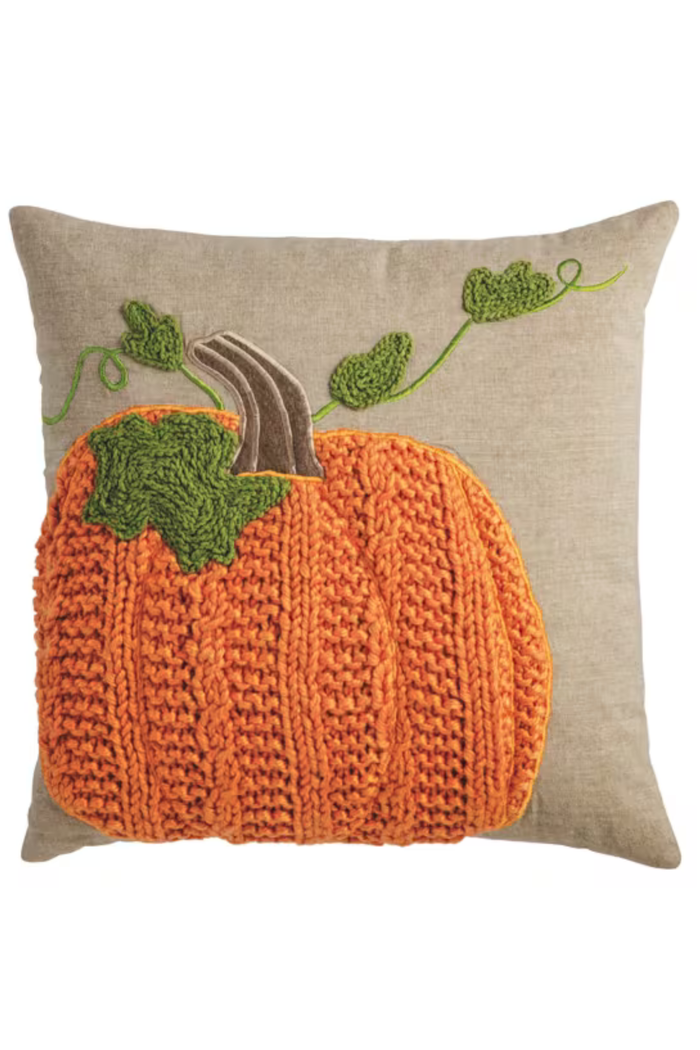 Square Knit Pumpkin Pillow