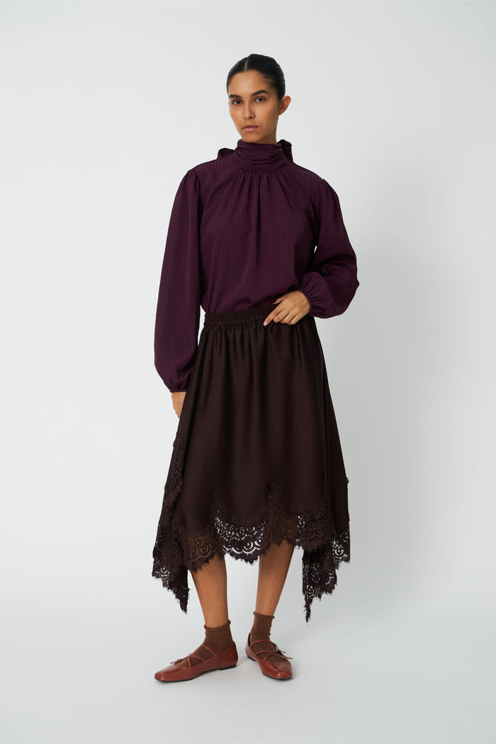 Model wearing Stella Nova Bow Blouse Beetroot by Stella Nova. Shop Stella Nova at Dotique