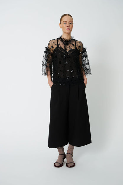 Model wearing Stella Nova Sequins Mesh Blouse. Shop Stella Nova at Dotique