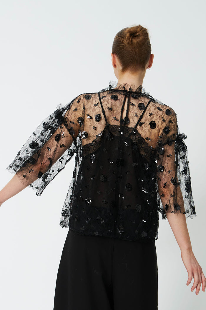 Back view of Stella Nova Sequins Mesh Blouse by Stella Nova. Shop Stella Nova at Dotique