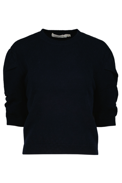 Stella Ruched Sleeve Sweater, Navy