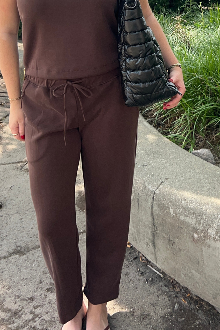 Straight Leg Scuba Pant-Brown