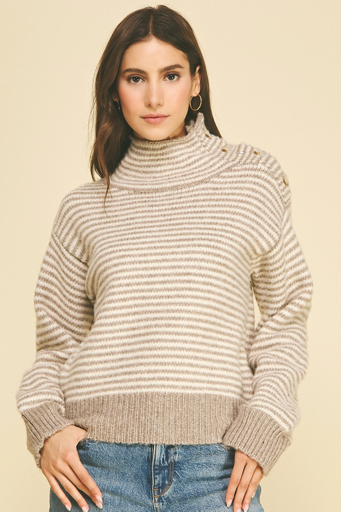 Striped Mock Neck Sweater