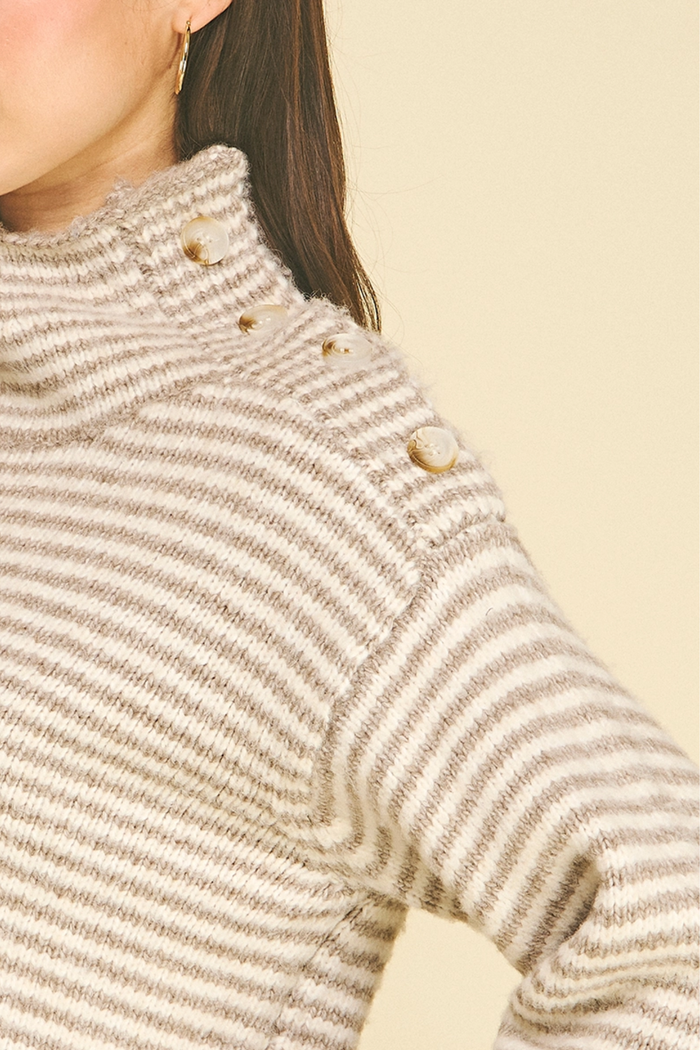 Striped Mock Neck Sweater