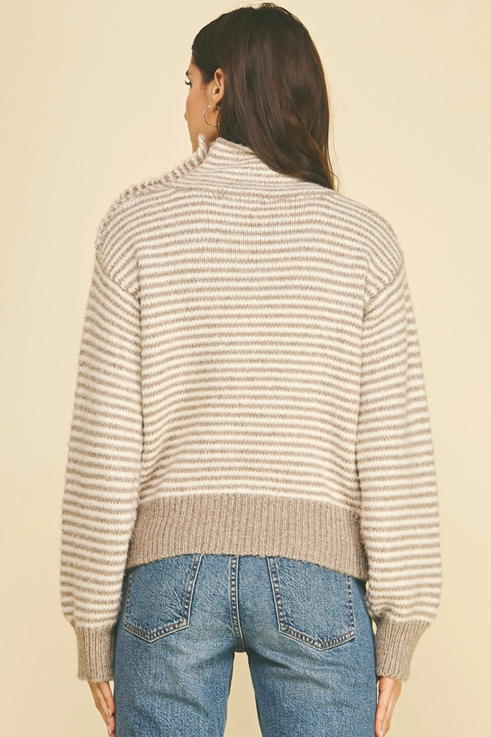 Striped Mock Neck Sweater
