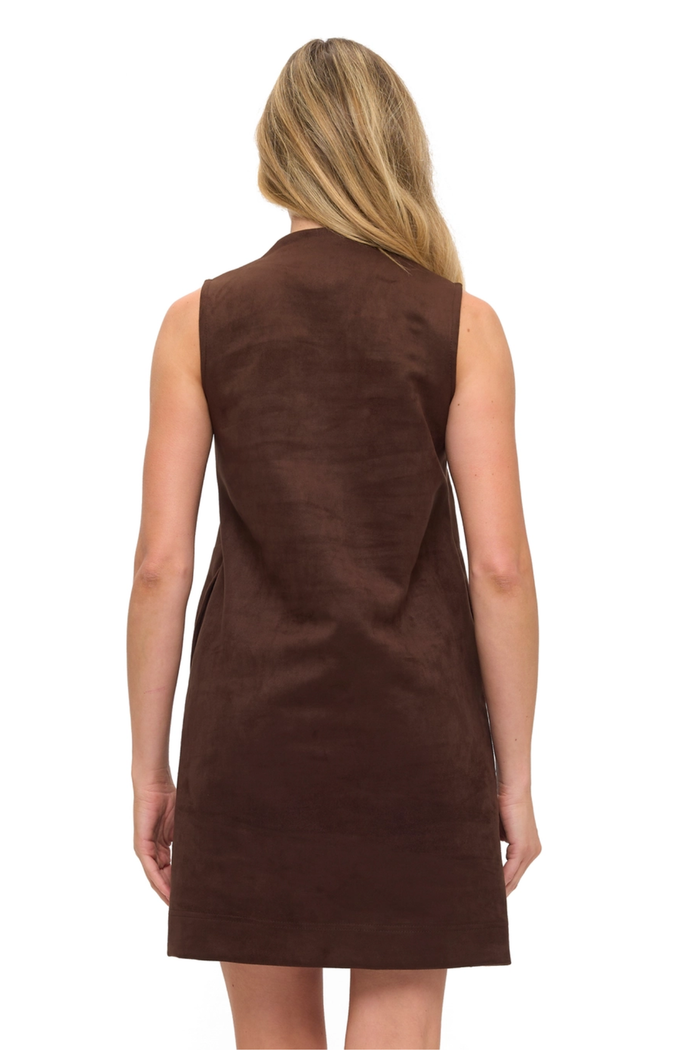 Suede Scuba Shift Dress, Brown