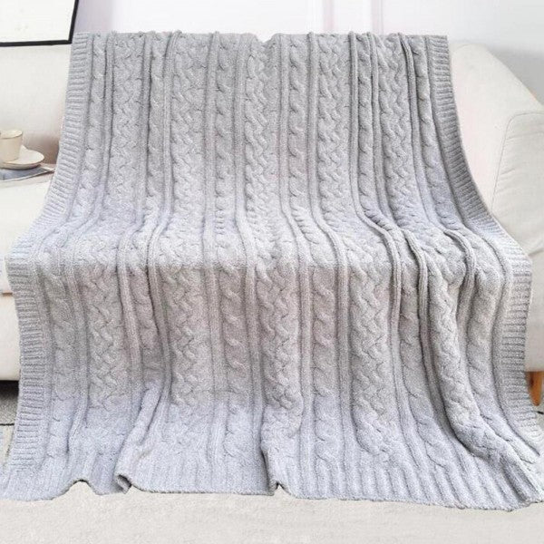 Super Soft Cable Knit Poly Microfiber Throw Blanket