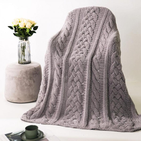 Super Soft Cable Knit Poly Microfiber Throw Blanket