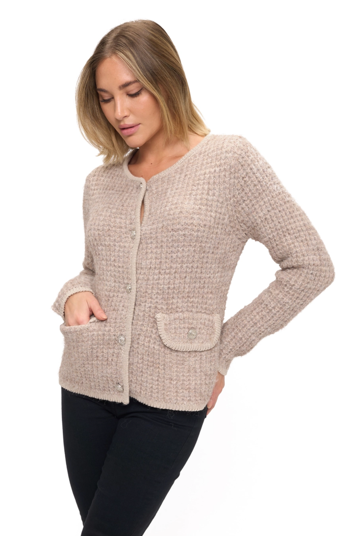Sweater Cardigan, Taupe