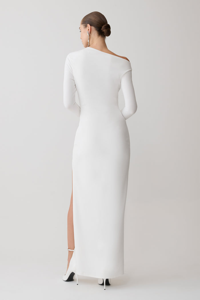 Thalyn Crepe Maxi Dress With Split - White