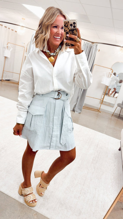 The Berkeley Cargo Skirt-Blue Breeze