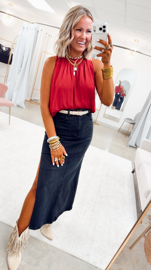 The Camille Midi Skirt-Black