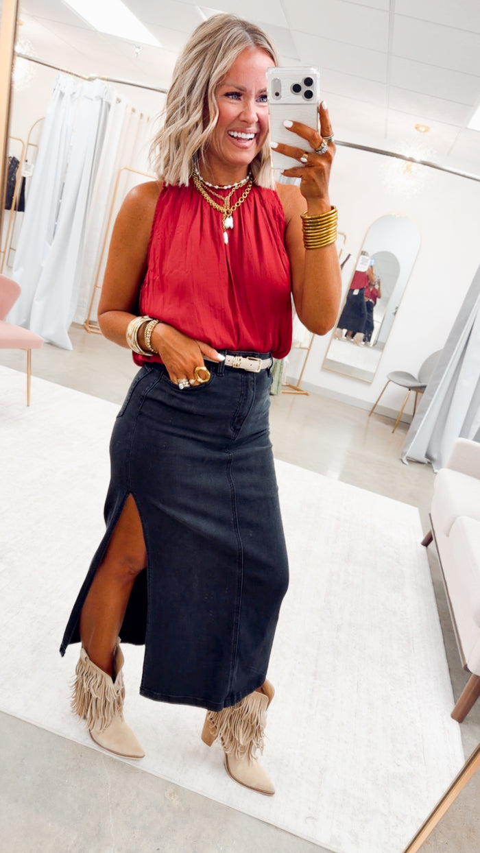 The Camille Midi Skirt-Black