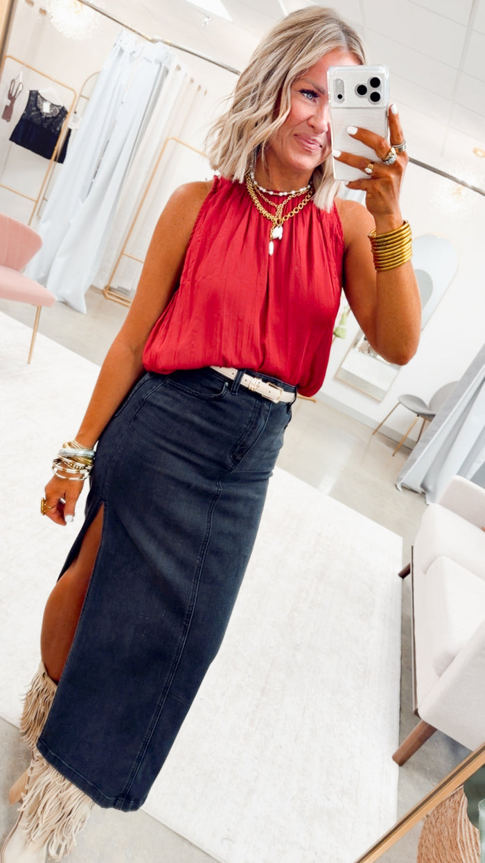 The Camille Midi Skirt-Black