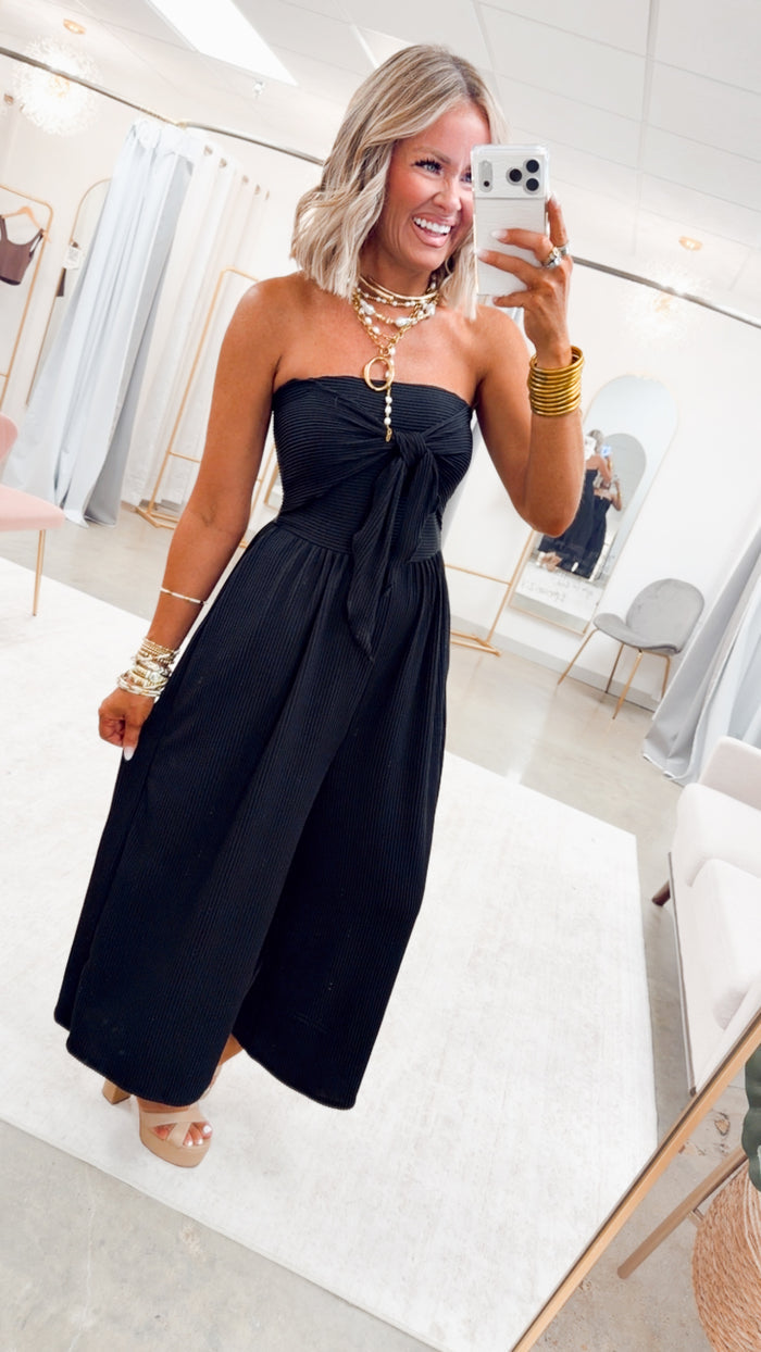 The Coastal Tie Front Jumpsuit-Black