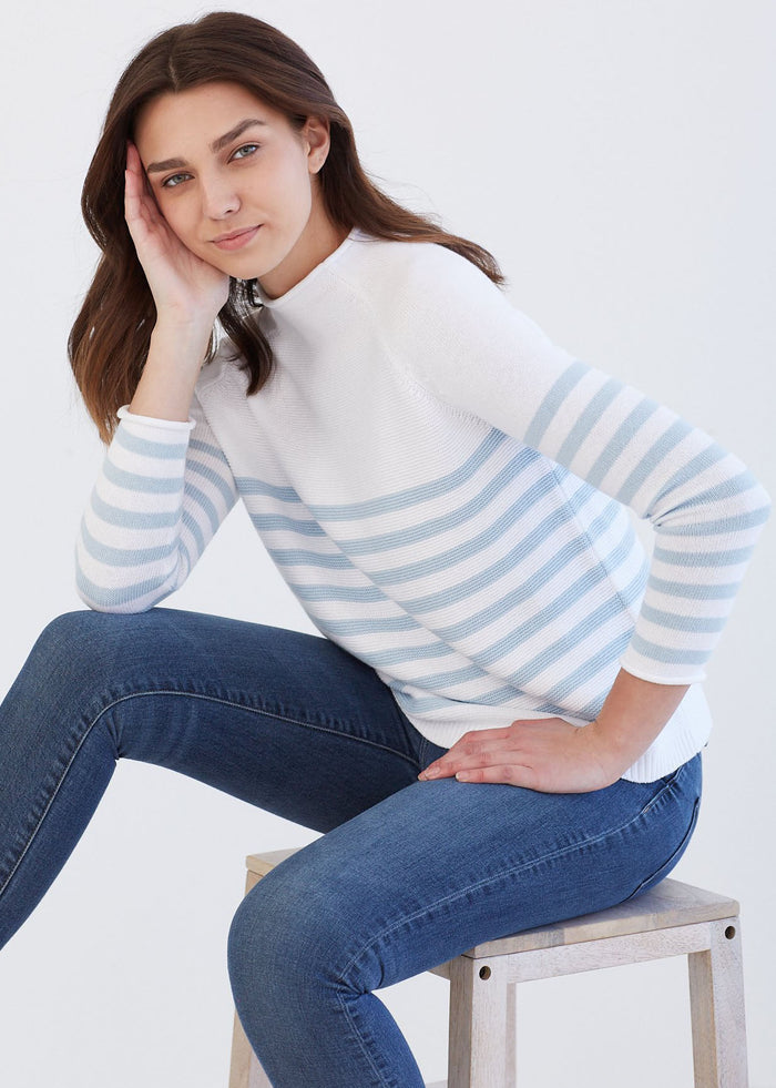 The Cotton Mock Neck - Striped - Discontinued Color