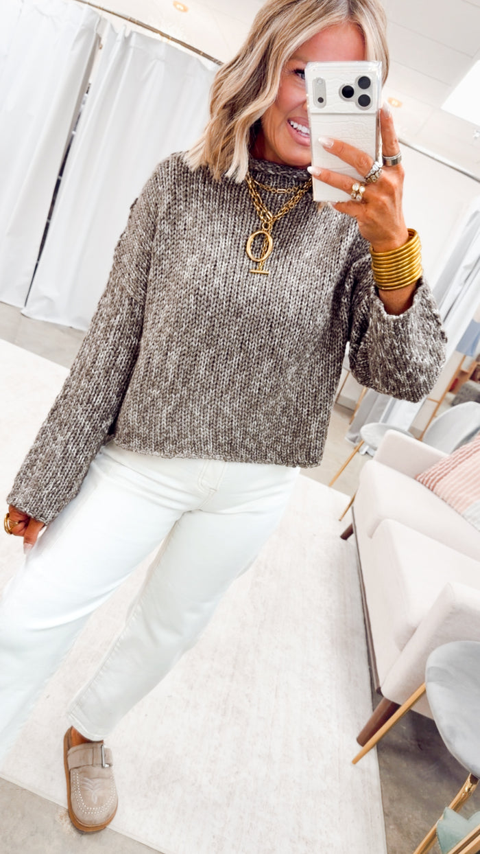 The Cozy Charm Sweater Top-Charcoal