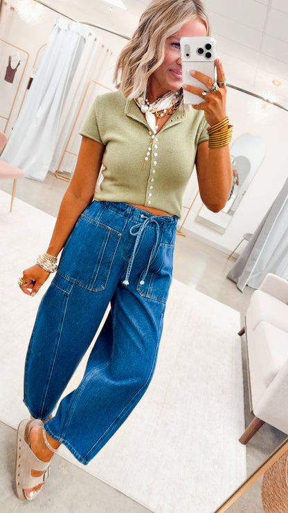 The Della Barrel Jean-Blue