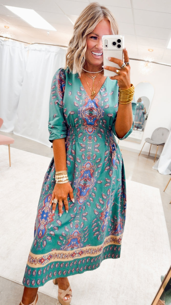 The Emerald Allure Midi Dress